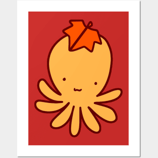 Red Leaf Octopus Posters and Art